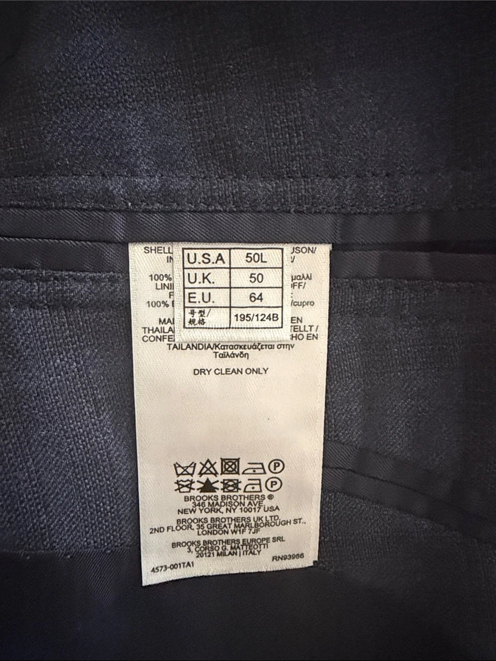 Brooks Brothers 50L Navy Plaid Sport Coat 100% wool